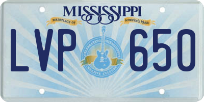 MS license plate LVP650