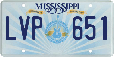 MS license plate LVP651