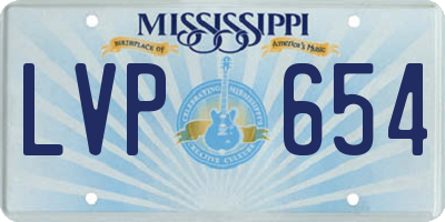 MS license plate LVP654