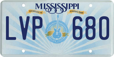 MS license plate LVP680