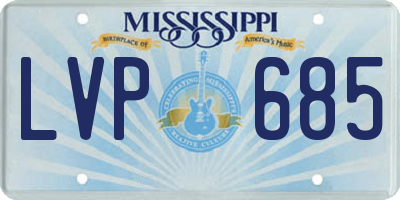 MS license plate LVP685