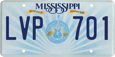 MS license plate LVP701