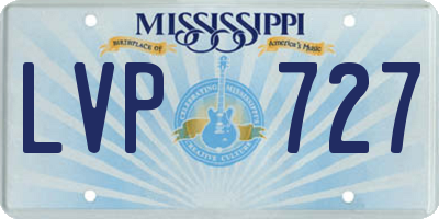 MS license plate LVP727