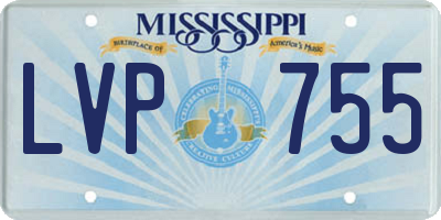 MS license plate LVP755