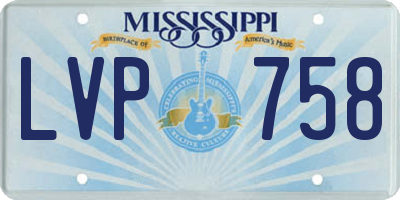 MS license plate LVP758