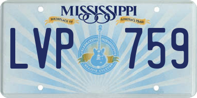MS license plate LVP759
