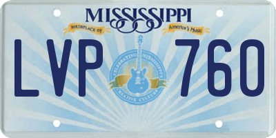 MS license plate LVP760