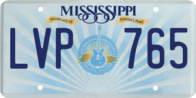 MS license plate LVP765