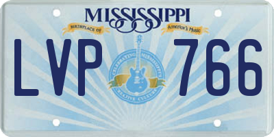 MS license plate LVP766