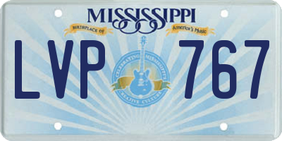 MS license plate LVP767