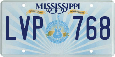 MS license plate LVP768