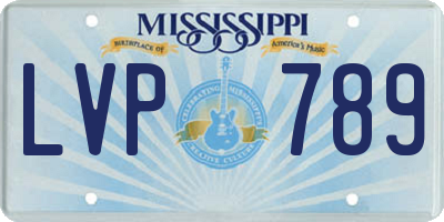 MS license plate LVP789