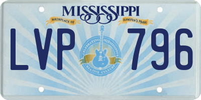 MS license plate LVP796
