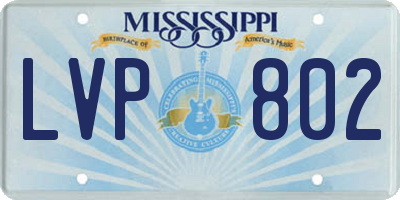 MS license plate LVP802