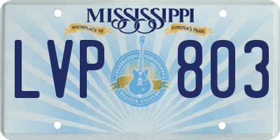MS license plate LVP803