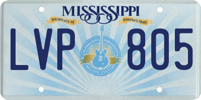 MS license plate LVP805