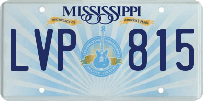 MS license plate LVP815