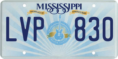 MS license plate LVP830