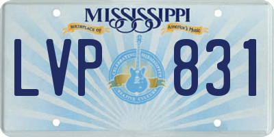 MS license plate LVP831
