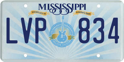 MS license plate LVP834