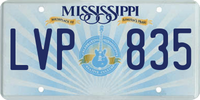 MS license plate LVP835