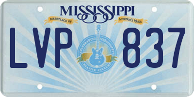 MS license plate LVP837