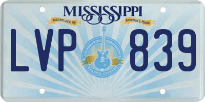 MS license plate LVP839