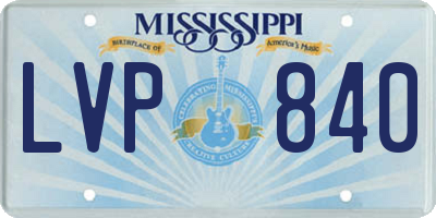 MS license plate LVP840