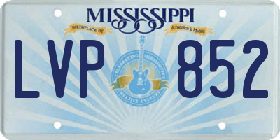 MS license plate LVP852