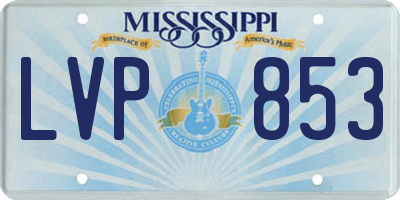 MS license plate LVP853