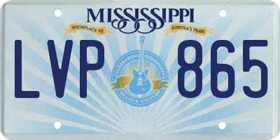 MS license plate LVP865