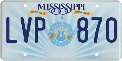 MS license plate LVP870