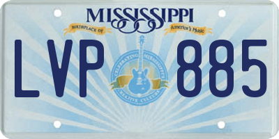 MS license plate LVP885