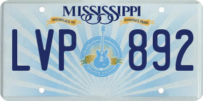 MS license plate LVP892