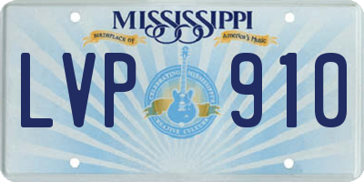 MS license plate LVP910