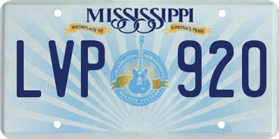 MS license plate LVP920