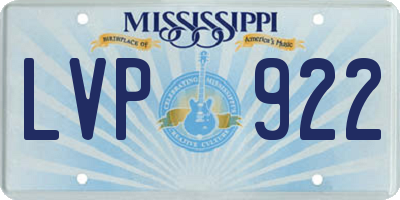 MS license plate LVP922