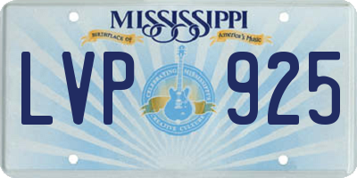 MS license plate LVP925