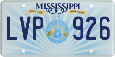 MS license plate LVP926