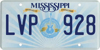 MS license plate LVP928