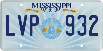 MS license plate LVP932