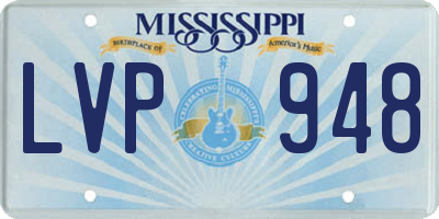 MS license plate LVP948