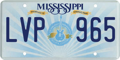 MS license plate LVP965
