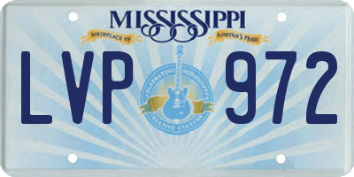 MS license plate LVP972