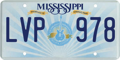 MS license plate LVP978
