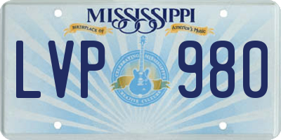 MS license plate LVP980