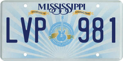 MS license plate LVP981