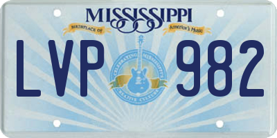 MS license plate LVP982