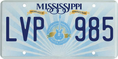 MS license plate LVP985