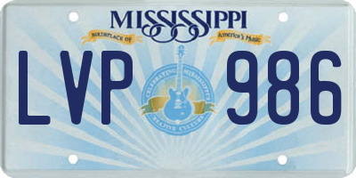 MS license plate LVP986